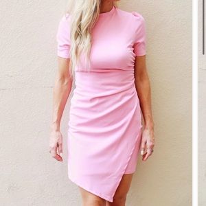 Pink, Faux Wrap Business/Cocktail Dress